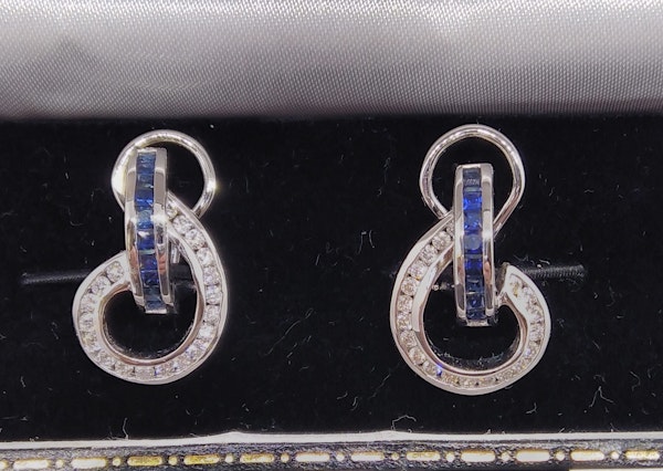 Sapphire and Diamond Swirl Earrings - image 5
