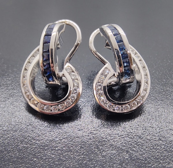Sapphire and Diamond Swirl Earrings - image 6