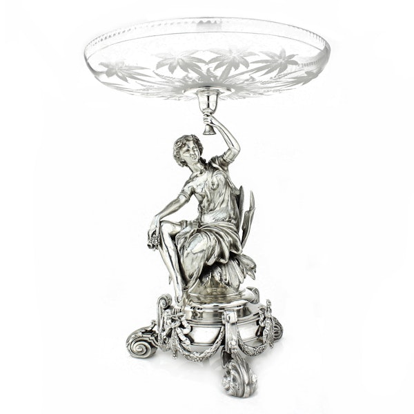 19c French silver and cut glass centrepiece, France c.1880 - image 1