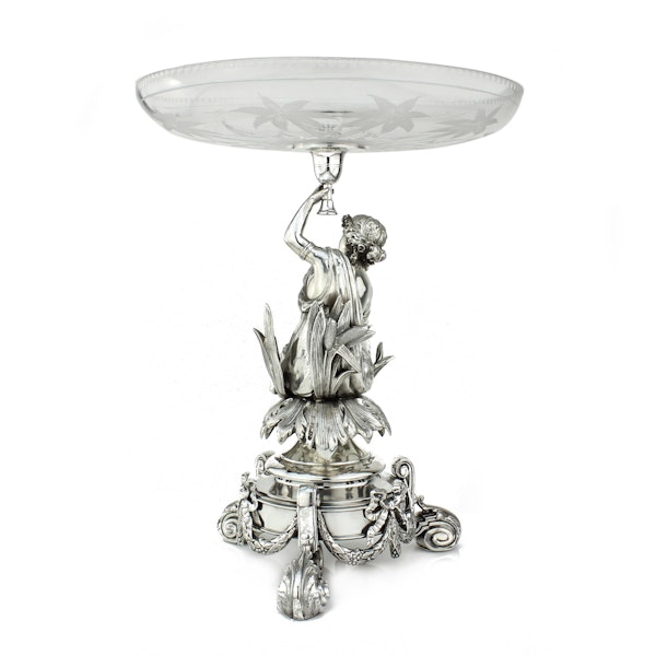 19c French silver and cut glass centrepiece, France c.1880 - image 2
