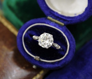 A very fine 1.80 Carat Diamond Solitaire Engagement Ring set in Platinum, English, Circa 1920-1930