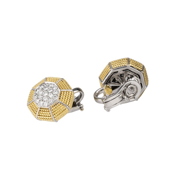 1960s 18 ct diamond  diamond earrings, signed "Hapros" - image 1