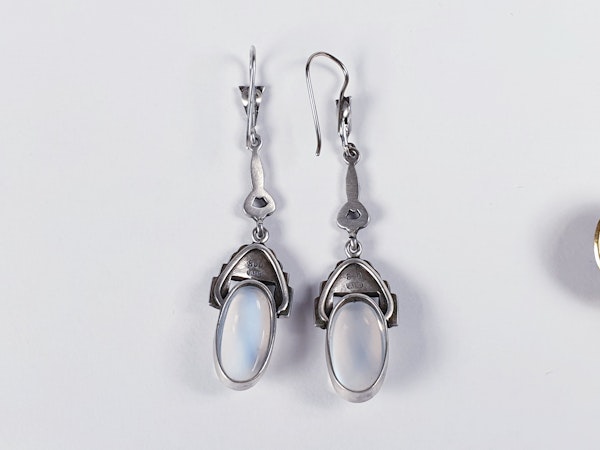 Moonstone and pearl drop earrings sku 4808  DBGEMS - image 3