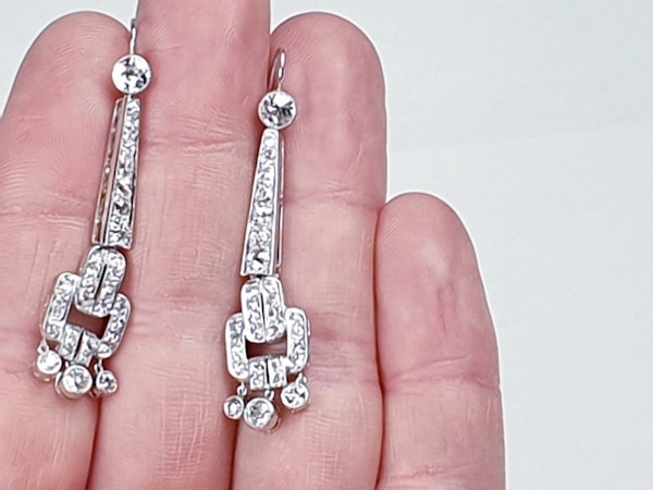 Art deco diamond drop earrings sku 4810 DBGEMS - image 2