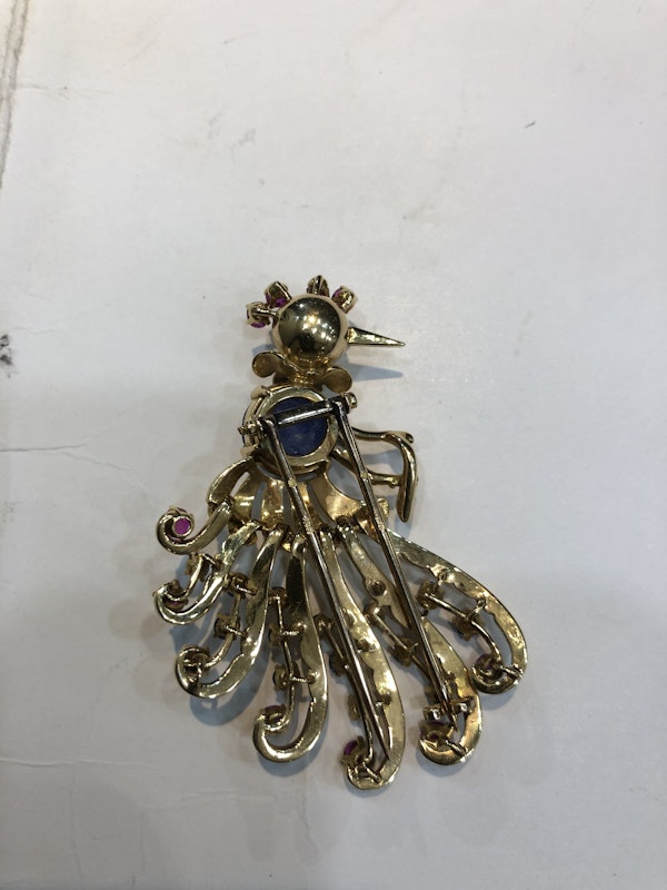 French 1940,s Carved Sapphire broach - image 2