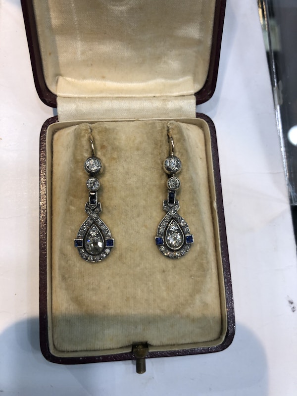 Art Deco diamond sapphire earings - image 3