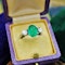 A very fine Emerald & Diamond Three Stone Ring set in Platinum, Circa 1980 - image 1