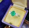 A very fine Emerald & Diamond Three Stone Ring set in Platinum, Circa 1980 - image 2