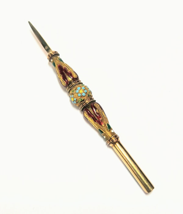 Gold and Enamel French Quill Cutter - image 1