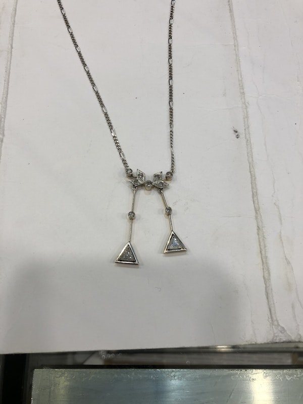 Edwardian triangle diamond pendant - image 2