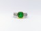 18ct Yellow & White Gold Rub Around 3 Stone Emerald & Diamond Ring - image 2