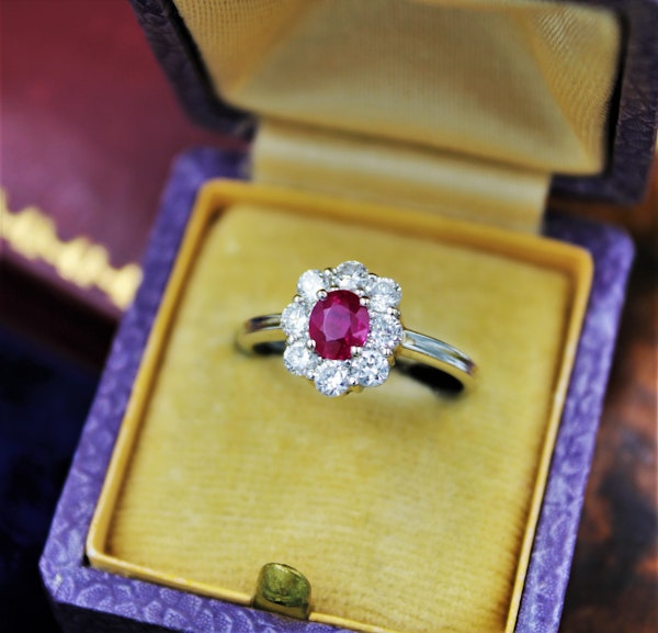 A very fine Vintage Ruby & Diamond Cluster Engagement Ring, Circa 1990 - image 2