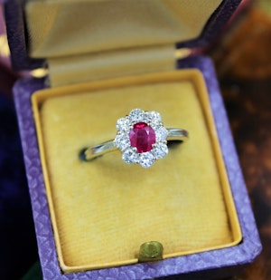 Downstairs at Grays: A very fine Vintage Ruby & Diamond Cluster Engagement Ring, Circa 1990