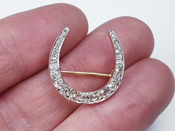 Edwardian diamond horseshoe brooch sku 4838  DBGEMS - image 3