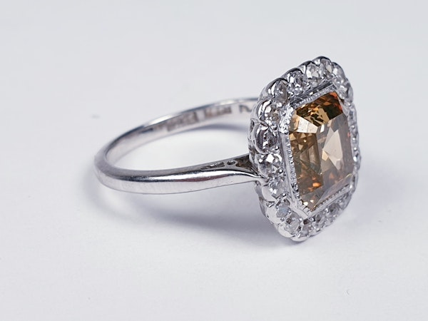 Coloured diamond Asscher cut halo ring sku 4843  DBGEMS - image 2
