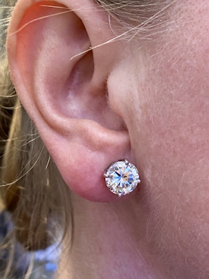 Diamond Ear Studs, Total weight of Diamonds 6.76ct