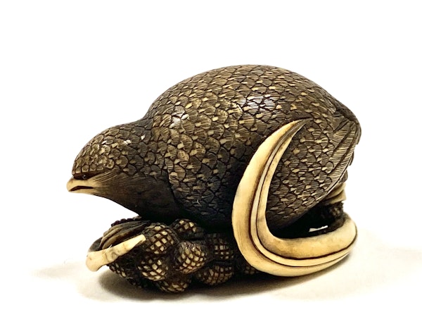 Japanese Netsuke of a quail - image 2