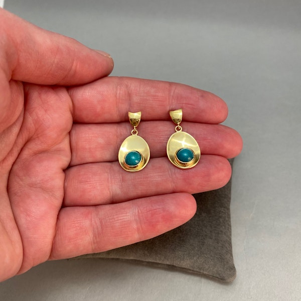 Turquoise Earrings in 18ct Gold by Karl-Erik-Palmberg date Sweden-Falköping 1967 SHAPIRO & Co since1979 - image 4