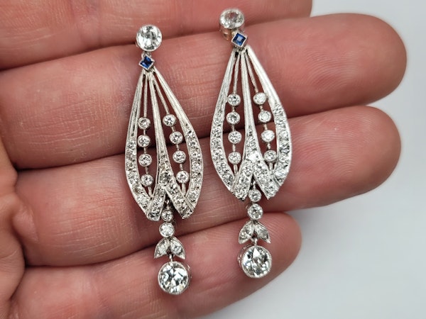Art deco diamond drop earrings  SKU 4852  DBGEMS - image 2