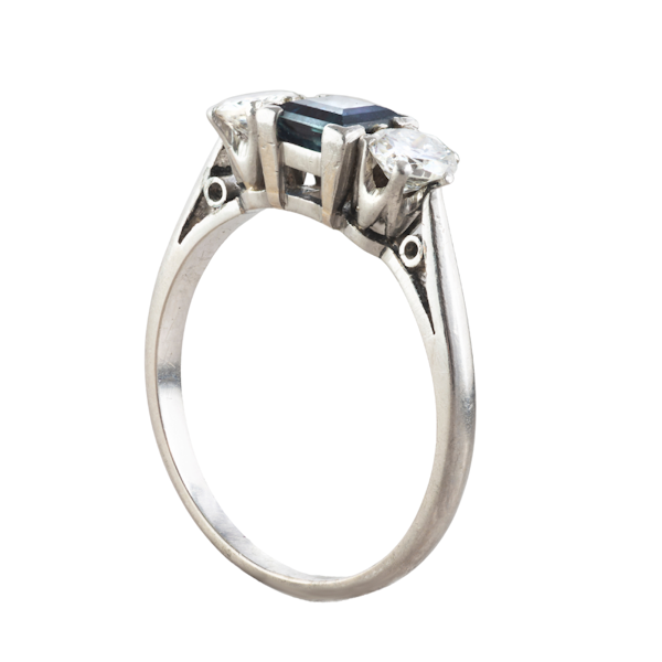 A Three Stone Sapphire Diamond Ring - image 2
