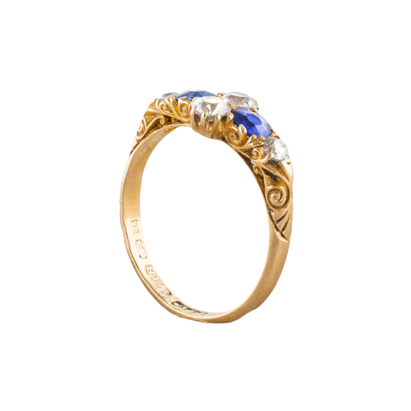 A Victorian carved Sapphire and Diamond half hoop ring **SOLD** - image 2