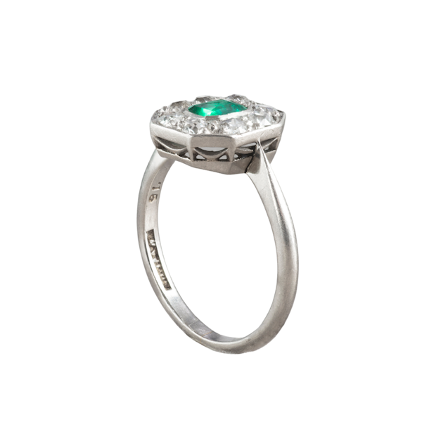 A Deco Emerald Diamond Ring - image 2
