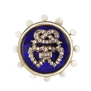 Diamond & Pearl Double Heart Brooch Pendant | Victorian c1900s