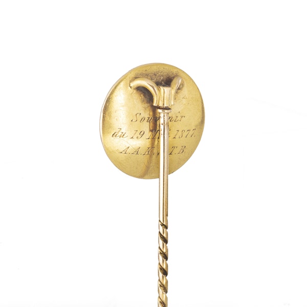 A French Rock Crystal Fish Gold Tie Pin - image 2