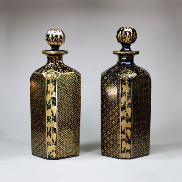 Pair of Bristol green glass decanters and stoppers, late 18th century - image 1