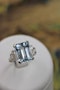 A very beautiful Platinum (marked) Aquamarine of approximately 8 Carats and Diamond stepped shouldered Ring, Mid 20th Century. - image 2