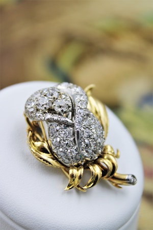Downstairs at Grays, a very fine Antique Petochi Diamond Rose Brooch set in 18ct Yellow Gold, Circa 1930
