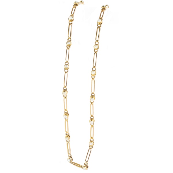 A Gold Pearl Chain Necklace - image 2