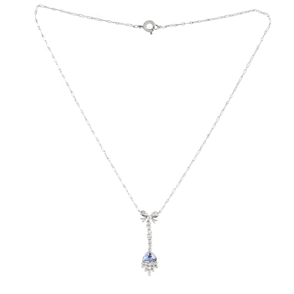 A Sapphire Diamond Platinum Necklace - image 1