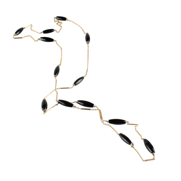 Onyx Rock Crystal Gold Necklace - image 2