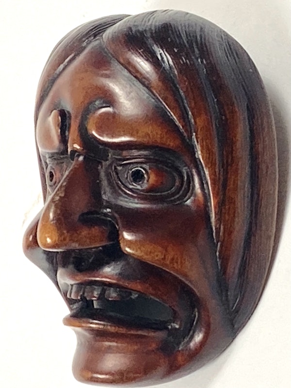 Wood mask Netsuke - image 2
