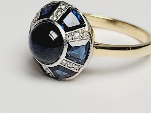 Art deco sapphire and diamond ring sku 4889 - image 2