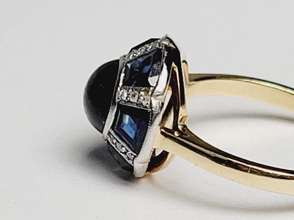 Art deco sapphire and diamond ring sku 4889 - image 3
