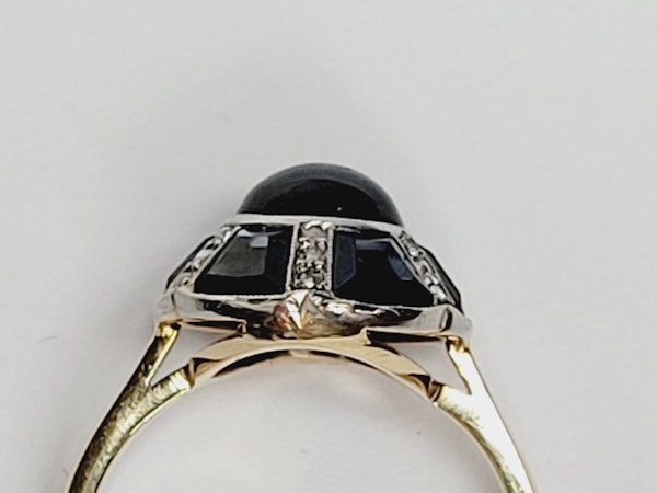 Art deco sapphire and diamond ring sku 4889 - image 4