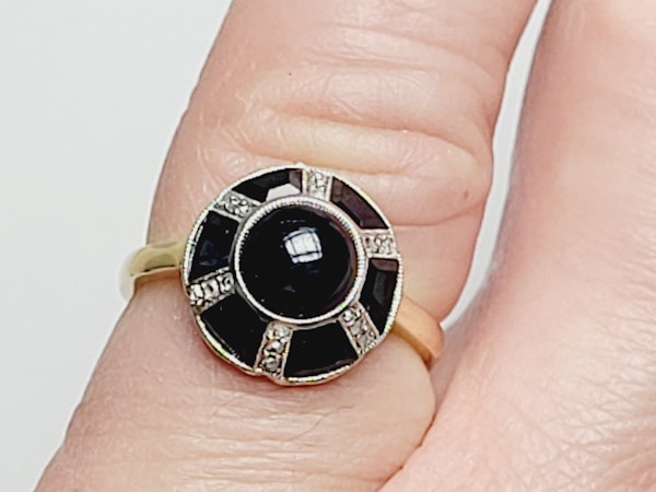 Art deco sapphire and diamond ring sku 4889 - image 5