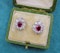 A pair of Natural Burma Ruby and Diamond Cluster Earrings in Platinum and 18ct White Gold, Circa 1950 - image 1