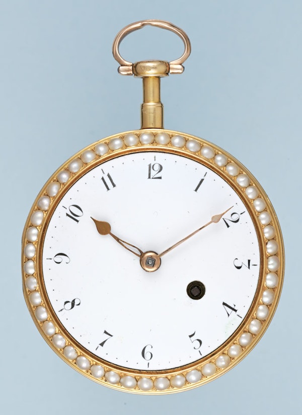 PEARL SET GOLD AND ENAMEL ENGLISH WATCH - image 2