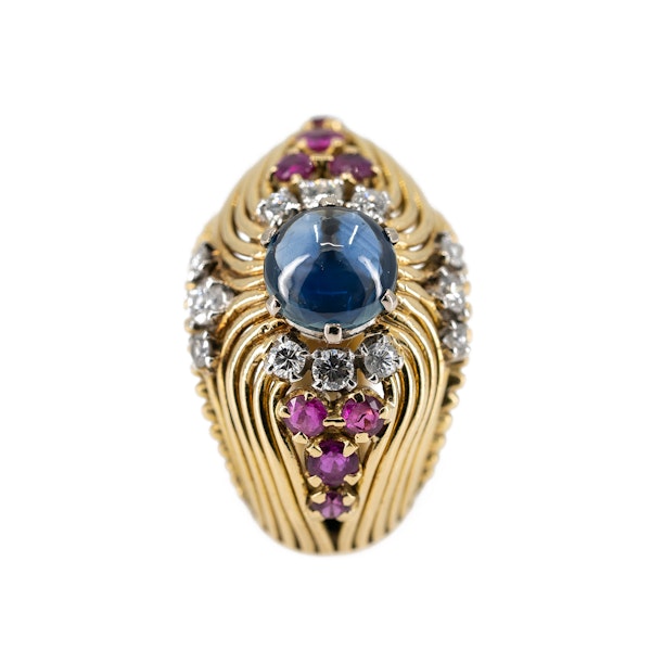 A Post War Sapphire Cocktail Ring Offered By The Gilded Lily - image 5