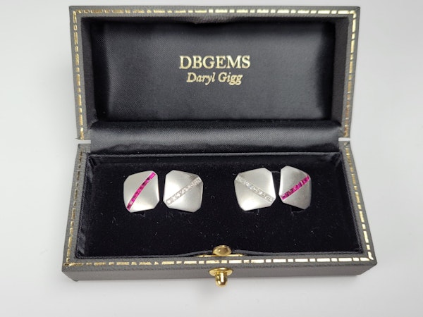 Fine Art deco ruby and diamond cufflinks SKU 4911  DBGEMS - image 3