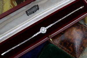 A very fine Edwardian Diamond Demi-Bracelet set in 18ct Gold and Platinum tipped, English, Circa 1910