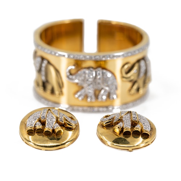 A Bangle and Earclip Suite of Stylised Elephant design Offered By The Gilded Lily - image 3
