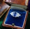 A very fine Art Deco Style Sapphire and Diamond Engagement Ring mounted in Platinum, Mid - Late 20th Century - image 2
