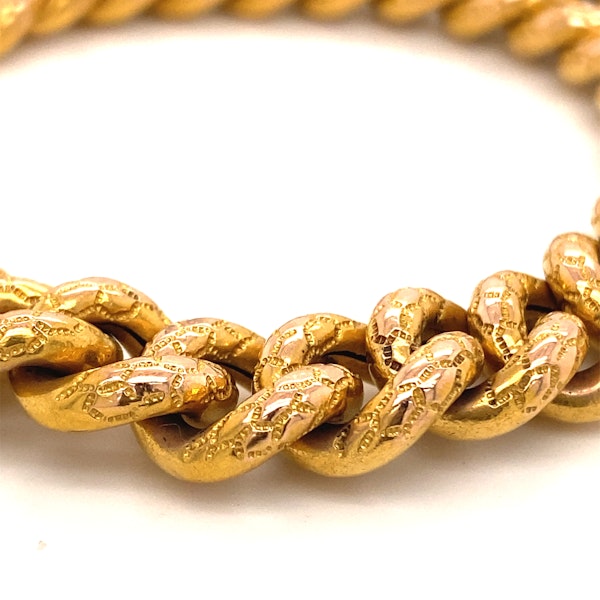 Fabulous French 18ct Gold Embossed Curb Link Bracelet Ca1920 - image 5
