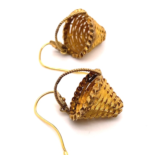 Georgian Basket Earrings Ca 1830 - image 2