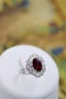 A very fine 18 Carat White Gold (tested) Oval Natural Untreated Siam Ruby (1.71 Carats) and Diamond Cluster Ring, Circa 1970 - image 4