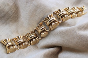 Downstairs at Grays, an extraordinary example of a French Vintage Heavy Yellow Gold Bracelet, French, Circa 1940